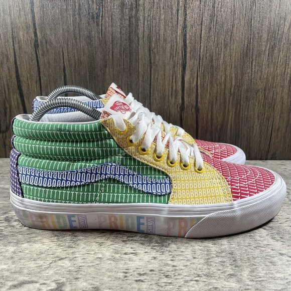 VANS Sk8-Mid PRIDE LGBTQ+ Gay Rainbow Skate Colorblock Shoes Size M 8 W 9.5 - Picture 3 of 10
